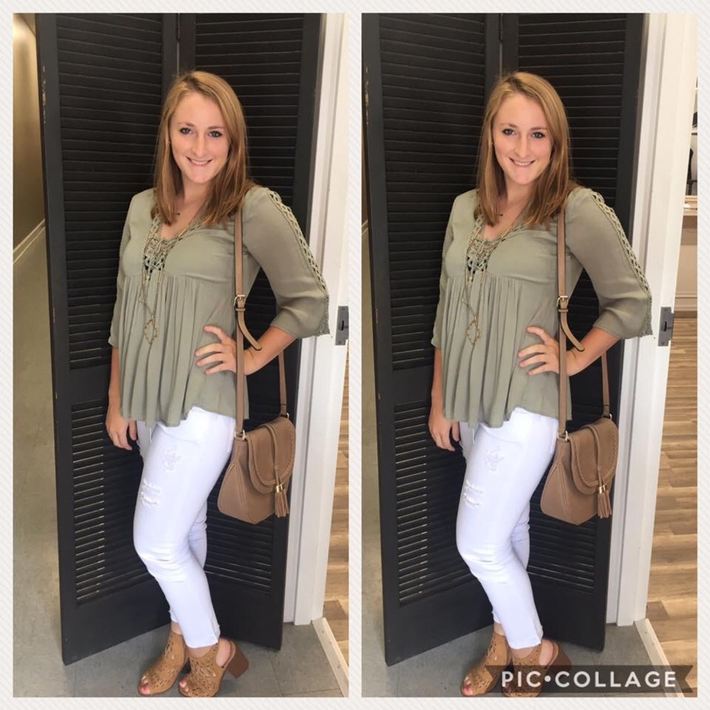 SOLD OUT****Sage green boho top